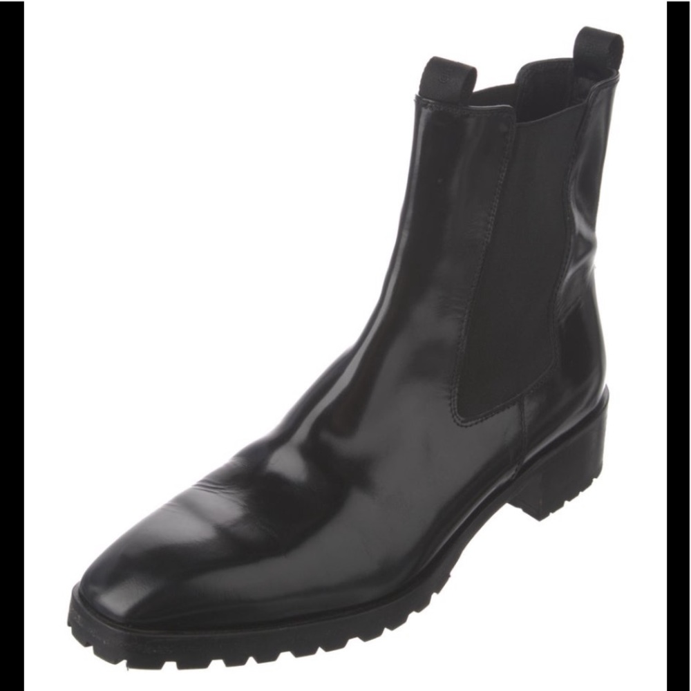 Aeyde Glossy Black Ankle Booties